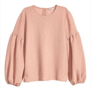 H&M Pink Puff Sleeve, Blouse, Relaxed Fit with textured  fabric. Size M